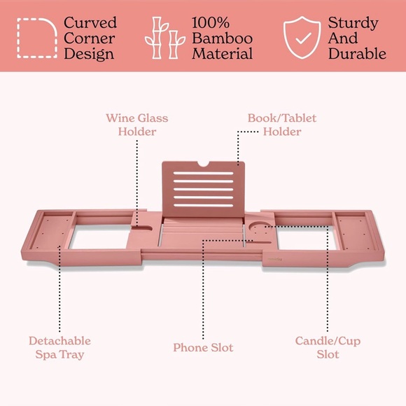 Pink Bath Tray Extendable - Picture 3 of 3